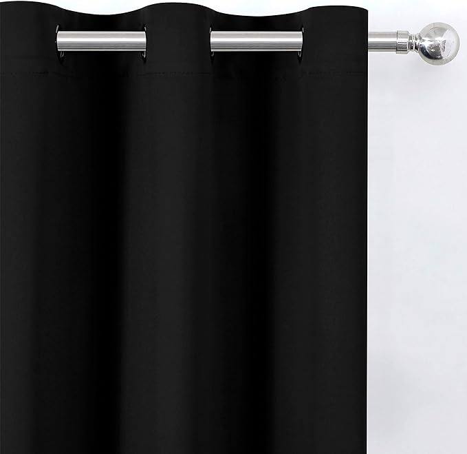 Black Thermal Blackout Curtains/38 x 84 Inch/Set of 2 Panels Room Darkening - Image 6