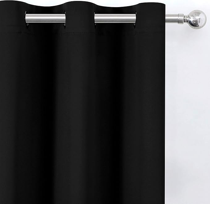 Black Thermal Blackout Curtains/52 x 72 Inch/Set of 2 Panels Room Darkening - Image 7