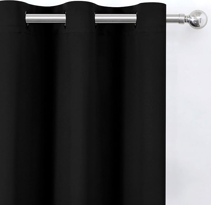 Black Thermal Blackout Curtains/52 x 54 Inch/Set of 2 Panels Room Darkening - Image 7