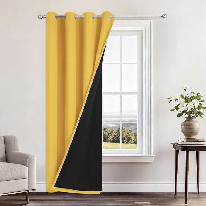 Yakamok Mustard Yellow Blackout Curtains 84 Inches Long 52" Wide 1 Panel | by Yakamok