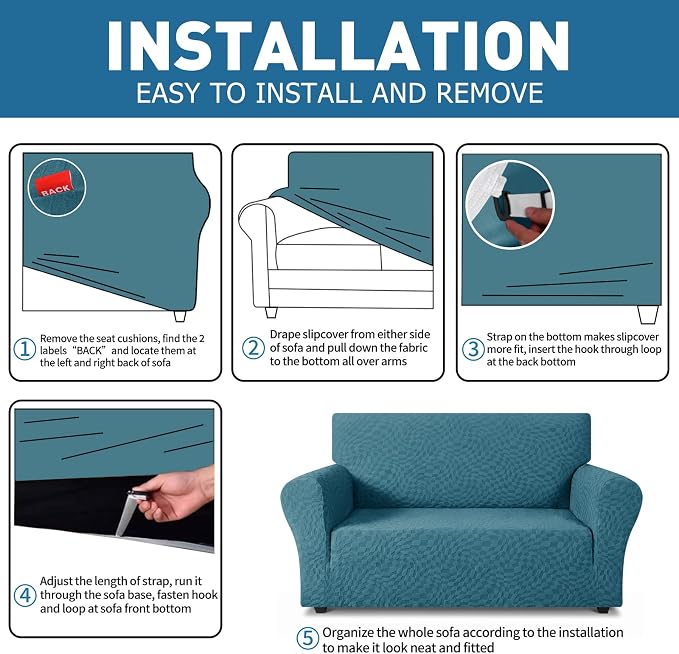 ZNSAYOTX 1 Piece Stretch Loveseat Covers - Image 4
