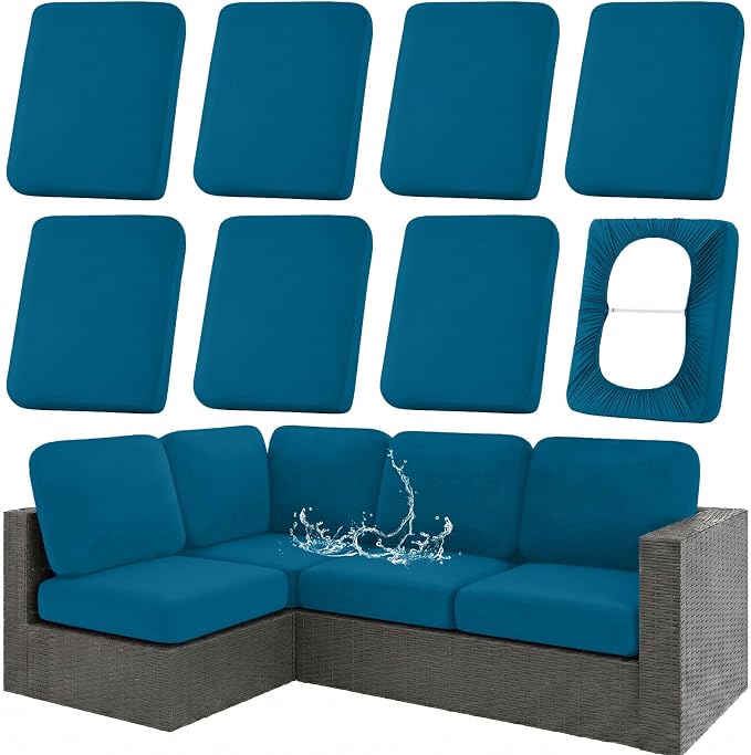 Waterproof Outdoor Cushion Covers, Stretch Patio Slipcovers | UV Resistant by hyha