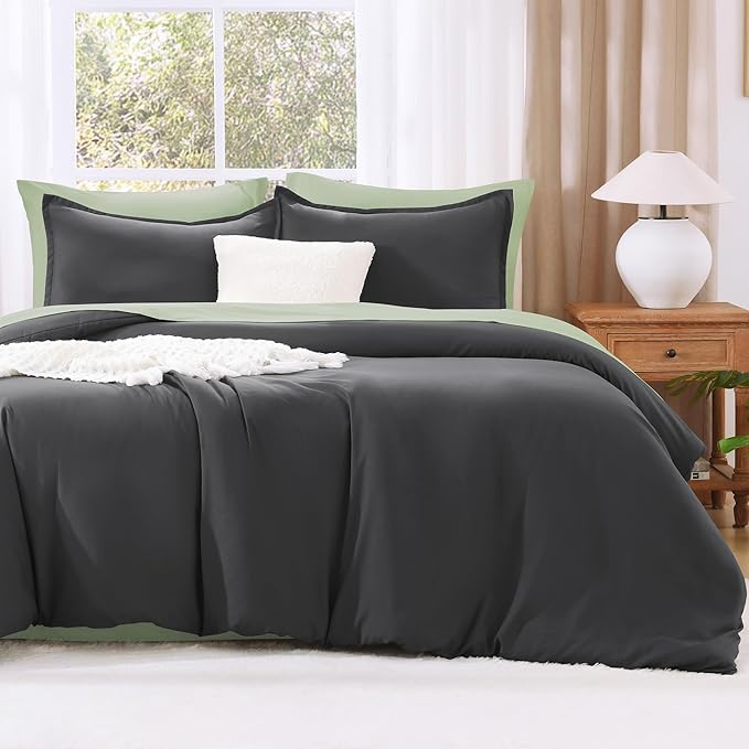 Litanika Twin XL Comforter Set Dark Grey - 2 Pieces Extra Long Bed Set for College Dorm, All Season Bedding Set for Girls and Boys
