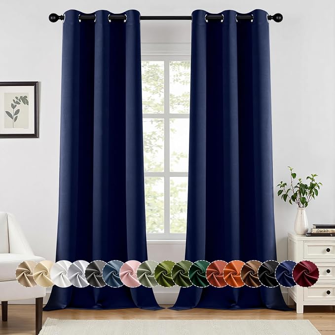 MIULEE Blackout Curtains for Bedroom 2 Panels 40 x 96 Inch Long Navy Blue | by MIULEE