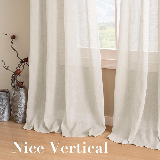 H.VERSAILTEX Linen Curtains 90 inches Long Linen Curtains/Natural Linen Blended - Image 7
