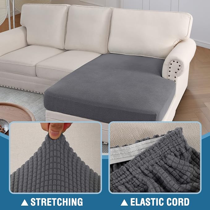 H.VERSAILTEX Sectional Couch Covers 1 Piece Chaise Slipcover L Shape Separate - Image 6