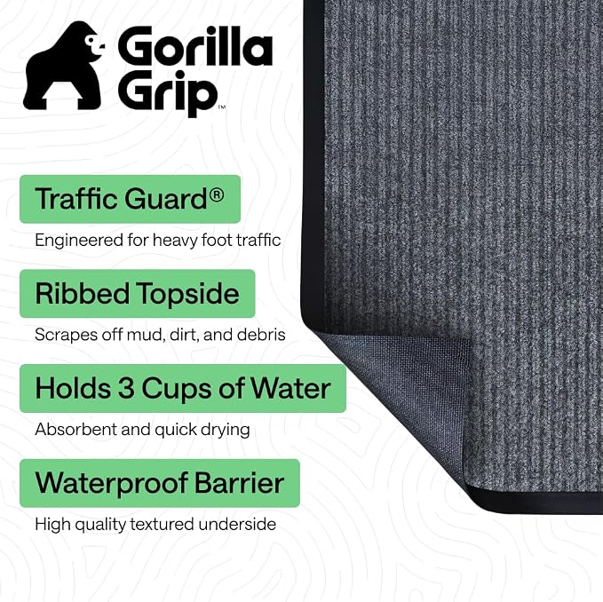 GORILLA GRIP Waterproof Traffic Guard Door Mat, 35x23 2 Pack, Indoor Outdoor - Image 2