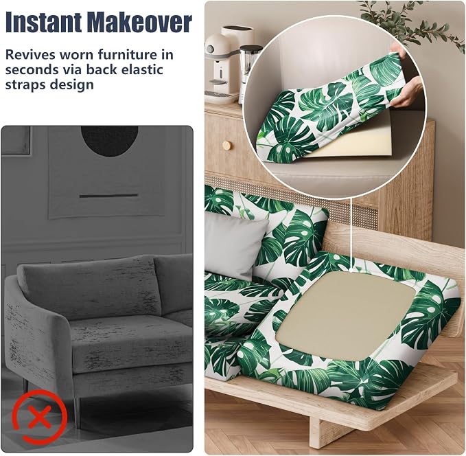 8Pcs Outdoor Cushion Covers, Stretch Patio Furniture Couch Chair Slipcovers | - Image 5