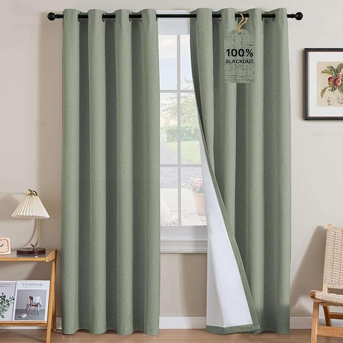 H.VERSAILTEX Linen Curtains 100% Blackout Curtains by HVERSAILTEX