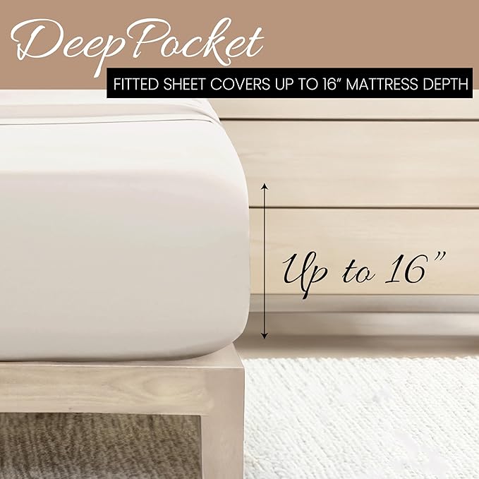 Linen Market Double-Brushed Microfiber Full Sheet Set 4 Piece – Oeko-TEX Certified Ultra Soft & Wrinkle-Free - 16" Deep Pocket Sheets - Easy Care Full Size - Ivory
