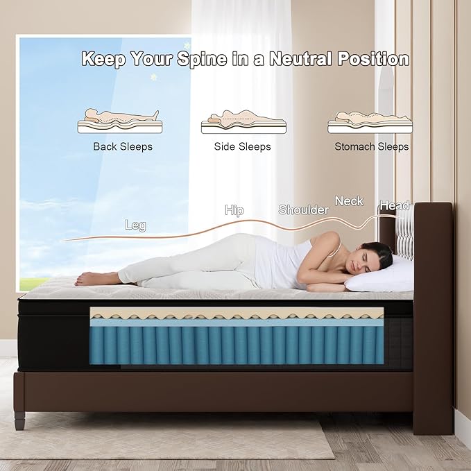 Full Mattress, 10 Inch Hybrid Mattresses Eurotop with Gel Memory Foam,Motion Isolation Individually Wrapped Pocket Coils Breathable Comfort Soft Pressure Relief