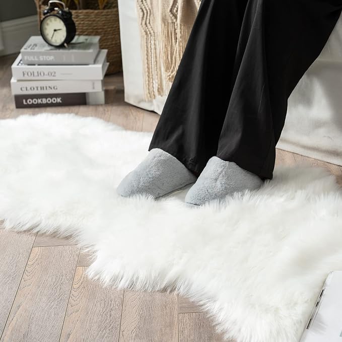 MIULEE Fluffy Area Rug 2x6 ft Faux Fur Sheepskin Rug - Image 5