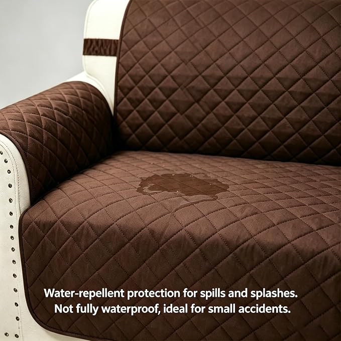 Reversible Couch Cover for 3 Cushion, Chocolate/Beige | Couch Cover for Sofa - Image 4