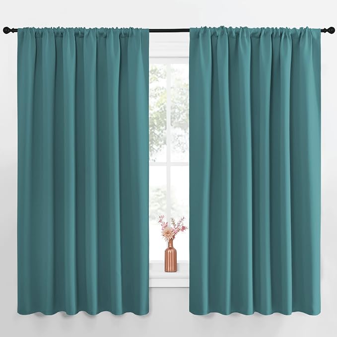 NICETOWN Blackout Curtains for Bedroom, Sea Teal, 1 Pair, 62 by 63-inch by NICETOWN