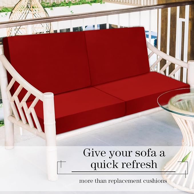 Newwiee 8 Pcs Stretch Patio Outdoor Cushion Covers Replacement, Wine Red | 4 - Image 5