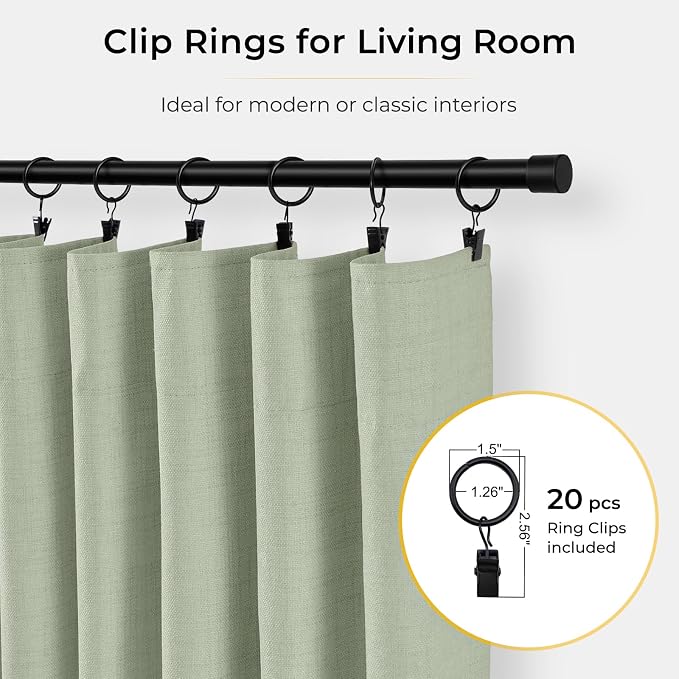 INOVADAY Linen Textured 100% Blackout Sliding Door Curtains 102x84 Sage | 1 - Image 4