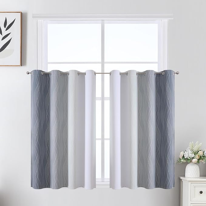 Grey and Greyish White Ombre Blackout Curtains by ESTELARTEXTILER