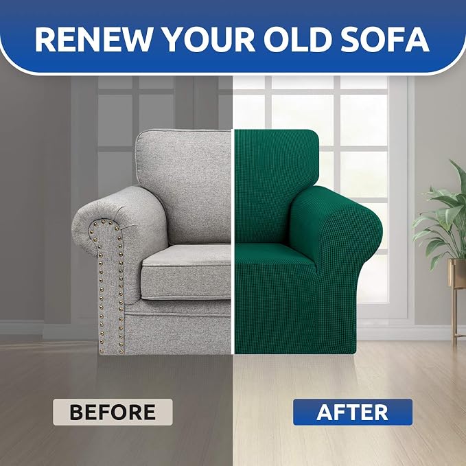 Stretch Chair Sofa Slipcover, Single Couch Cover, Hunter | 1-Piece Washable - Image 7