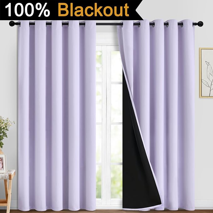 Yakamok Lilac 100% Blackout Curtains 84 Inches Long - Image 2