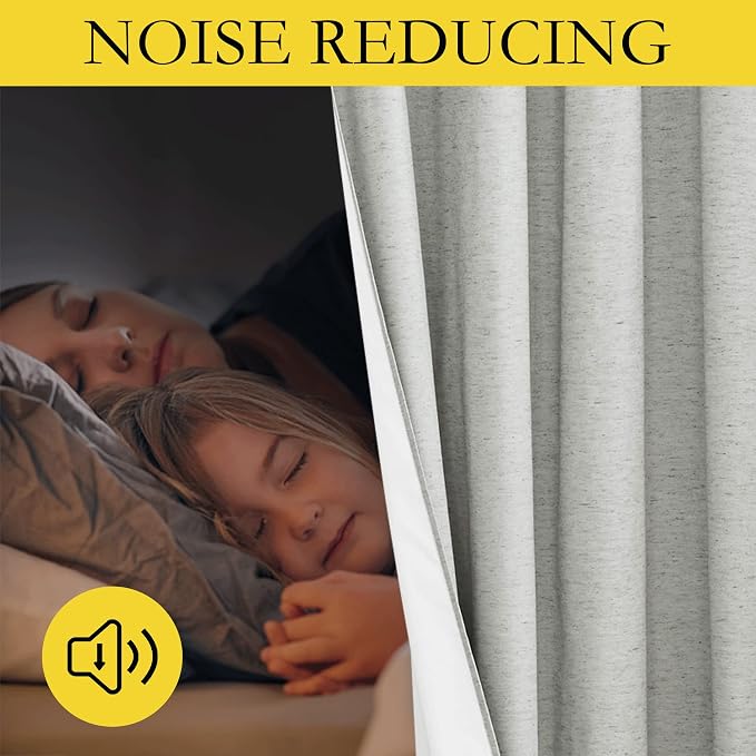 NICETOWN Grey Long Linen Full Shade Panels, Pair of Thermal Insulated & Energy - Image 3