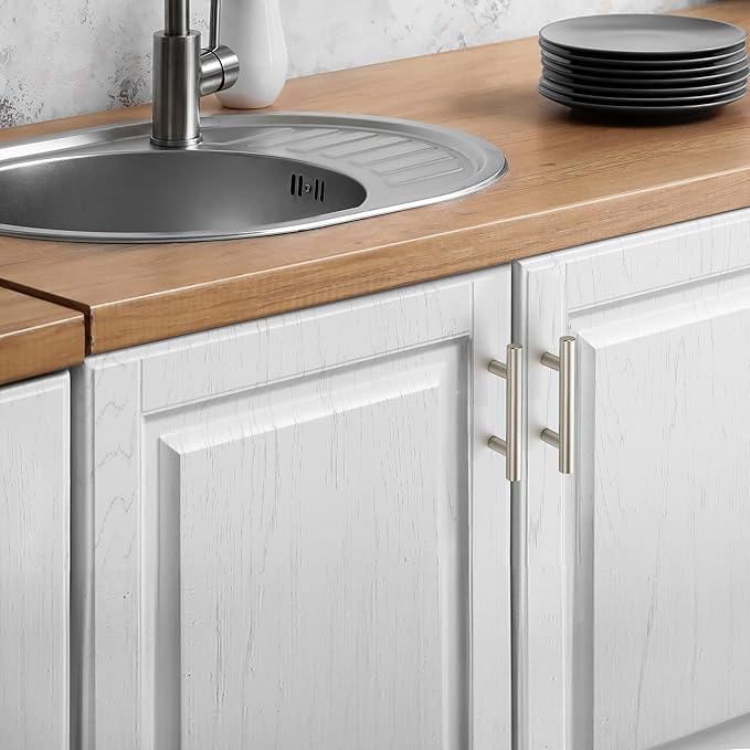 JOY DECOR 30 Pack Cabinet Handles, Brushed Nickel Cabinet Pulls, 2-1/2 in Hole Center Kitchen Cabinet Handles, Stainless Steel T Bar Handles for Dresser Drawers