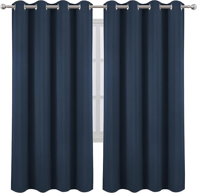 Navy Blue Blackout Curtains/52 x 72 Inch/Set of 2 Panels Room Darkening Curtains - Image 2