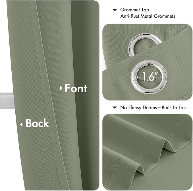 MIULEE Blackout Curtains for Bedroom 2 Panels 40 x 54 Inch Long Sage | Thermal - Image 4