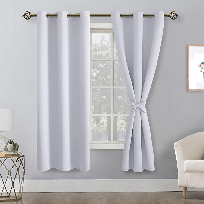 Room Darkening Curtains for Bedroom 2 Panels Greyish White, Energy Saving - Image 8