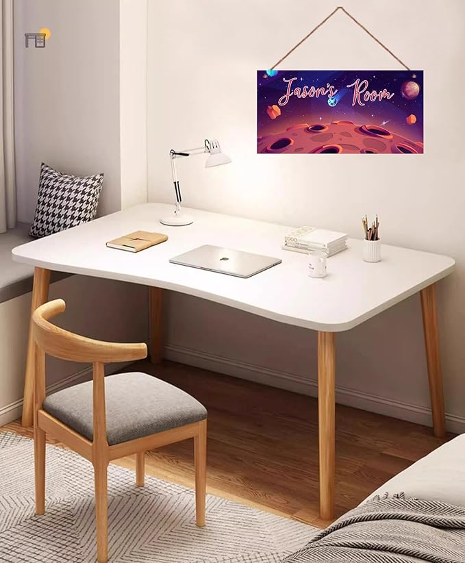 Personalized Outer Space Sign Universe Theme Art Décor For Kids Room Custom Name Moon Door Wall Art Decor For Little Man Cave, Stars Floral Nursery Art Girls Room Boys Bedroom