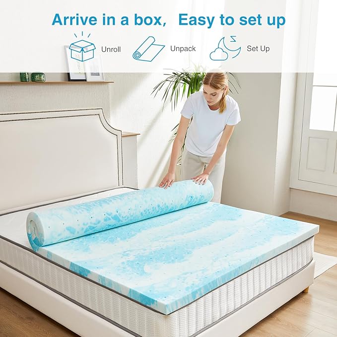Mattress Topper, King Size Cooling Memory Foam Bed Toppers, 3 Inch Soft Mattress Pads for Sleeper Sofa, RV, Camper, CertiPUR-US Certified