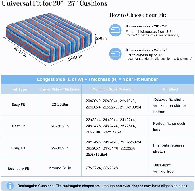 8Pcs Patio Cushion Covers Stretch Outdoor Furniture Protector Slipcovers | - Image 3