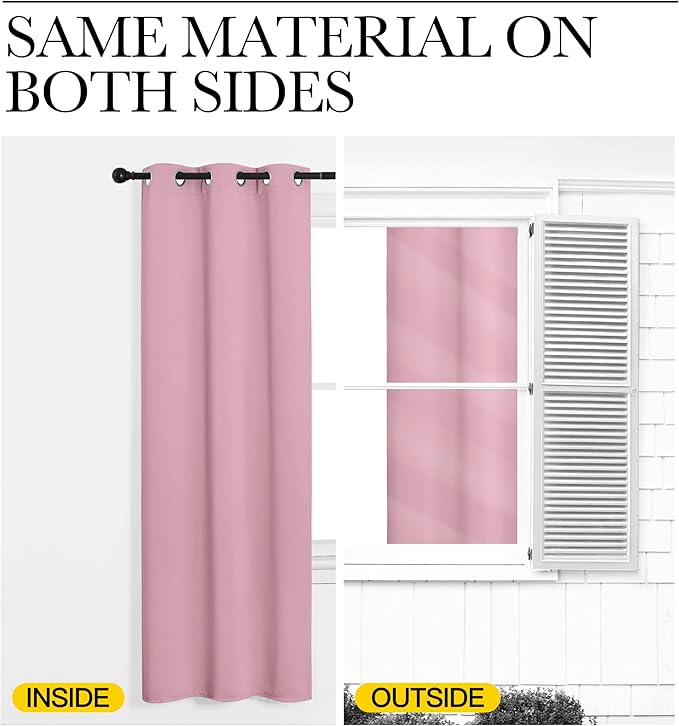 NICETOWN Crystal Pink Blackout Draperies Curtains - Pair of Grommet Top Thermal Insulated Blackout Decorative Curtains for Thanksgiving Day & Christmas Decor(55 inches Wide by 96 inches Long)
