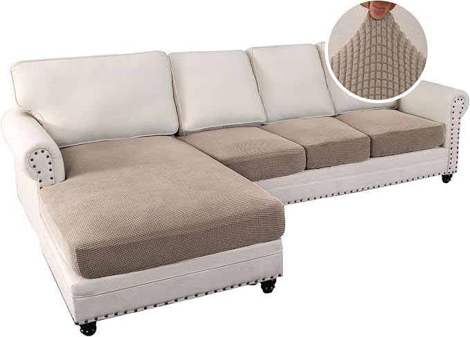 H.VERSAILTEX Sectional Couch Covers 4 Pieces Sofa Seat Cushion Covers L Shape - Image 2