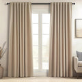 Topfinel Blackout Linen Blend Curtains 96 Inches Long 2 Panels, Back Tab and by Topfinel