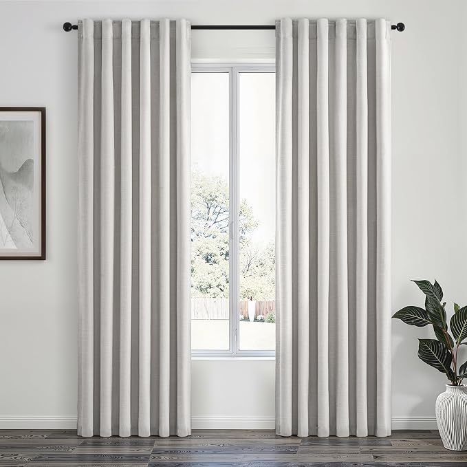 Topfinel 84 Inch Longth 40 Inch Wide 100% Blackout Linen Curtains 2 Panels Set by Topfinel