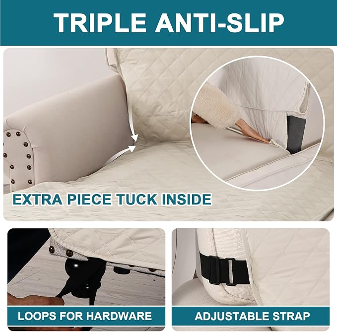 Turquoize 100% Waterproof Sofa Covers Chaise Lounge L Shape Sofa Protector Slip - Image 4
