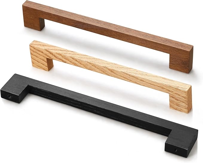 Black Square 7-1/2in 8 pcs Wooden Drawer Pulls Handle pulls for cabinets Kitchen Cabinet Drawer pulls Cabinet Door Pull