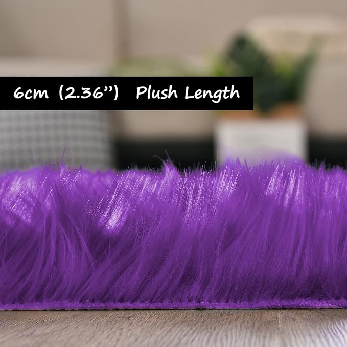 Goolela Purple Area Rug 5x7 Fluffy Fuzzy Furry Carpet - Image 3