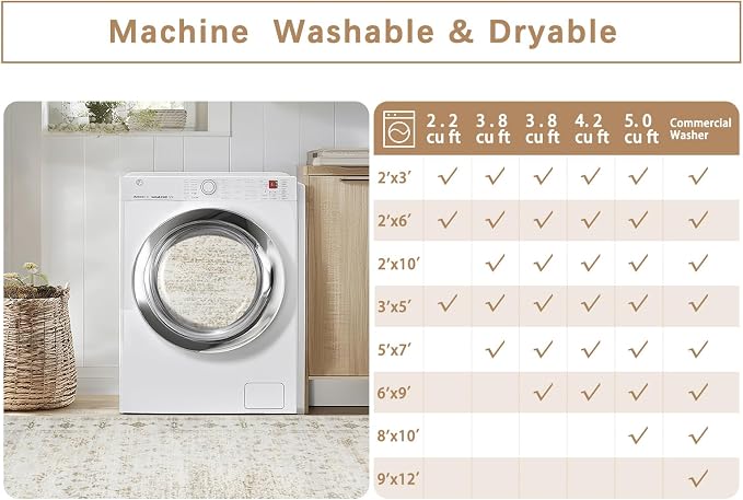8x10 Washable Area Rugs for Living Room, Dining Room- Neutral Beige | Retro - Image 7