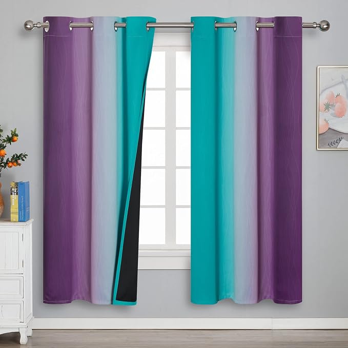 Ombre Teal and Purple Blackout Curtains by ESTELARTEXTILER