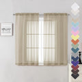 Taupe Sheer Curtains 54 Inch Length 2 Panels Set, Balance Light & Privacy Solid by Lecloud