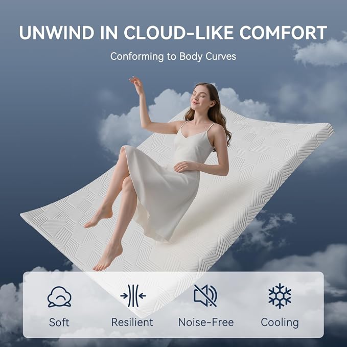 ELEMUSE 2 Inch Gel Memory Foam Mattress Topper King Size Pressure-Relieving Mattress Topper for Back Pain,Non-Slip Design with Removable & Washable Cover, CertiPUR-US