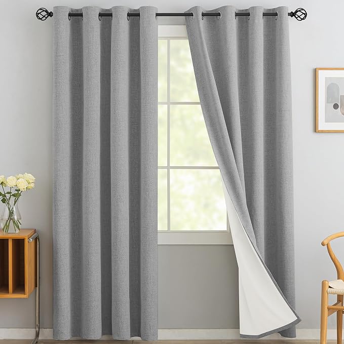 Yakamok Dove Grey Linen Textured Curtains 84 Inches Long by Yakamok