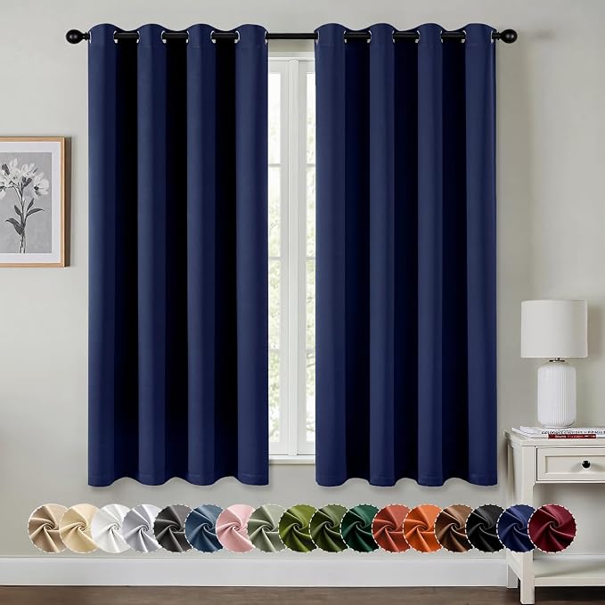 MIULEE Blackout Curtains for Bedroom 2 Panels 50 x 63 Inch Long Navy Blue | by MIULEE
