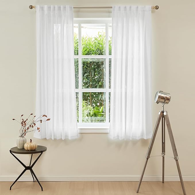 MYSKY HOME Short Curtains for Bedroom Small Windows, Light Filtering Sheer - Image 2
