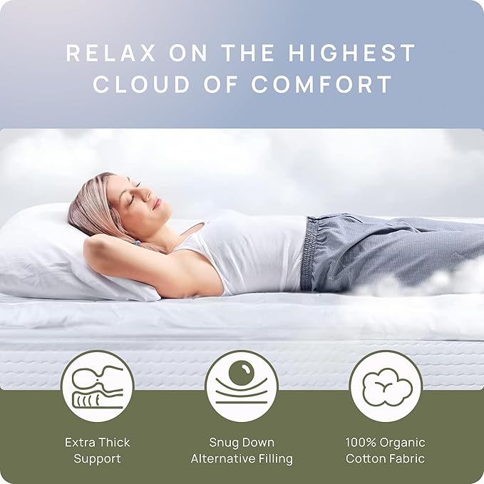 Plush Extra Thick Short Queen Mattress Topper for RV Camper(60x75 Inches), Cooling & Soft Pillow Top Mattress Topper with Cotton Cover, Overfilled Mattress Pad Cover for Firm Mattress