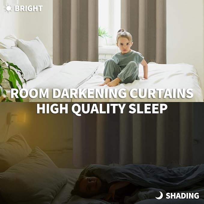 BGment Room Darkening Curtains 63 Inches Long - Grommet Thermal Insulated Drapes Window Treatment Curtains for Bedroom, 2 Panels, 42 x 63 Inch, Cocoa