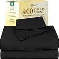 California Design Den Natural 100% Cotton Sheets, Soft Queen Sheet Set, 400 Thread Count Sateen, Deep Pockets with All-Around Elastic for a Snug Fit, Cool & Durable Bedding Set - Black