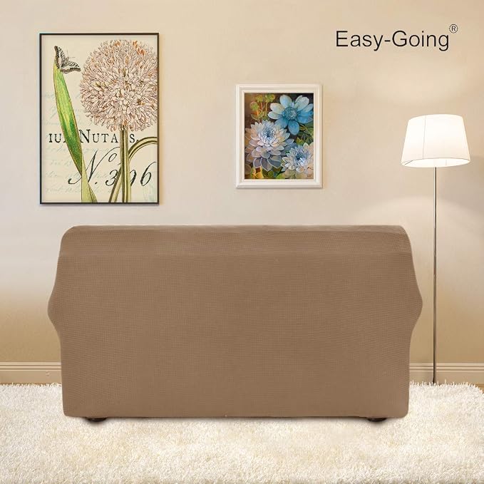 Easy-Going Stretch Loveseat Couch Covers Washable Camel | 1-Piece Loveseat - Image 4