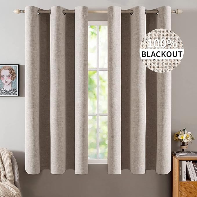 MIULEE 100% Blackout Linen Curtains by MIULEE